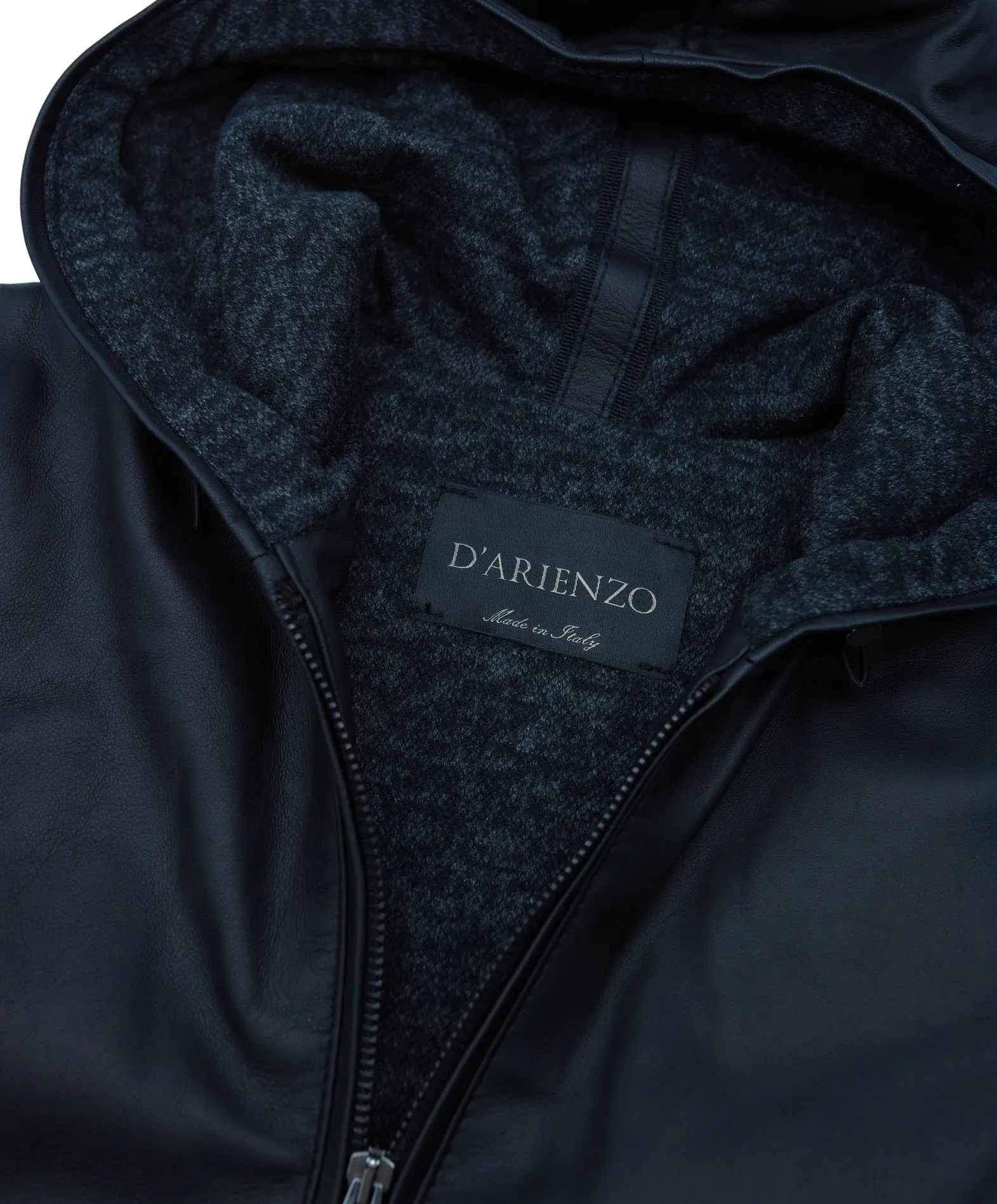 Blouson cuir homme bomber capuche cuir plongé noir Biancolino