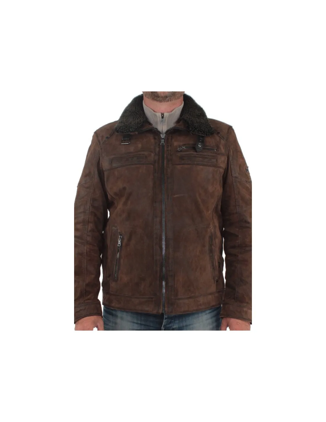 Blouson Pallas cuir sélection en cuir ref_don37894-marron