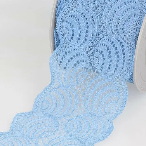 Bobine 15m dentelle élastique bleu lavande 100mm