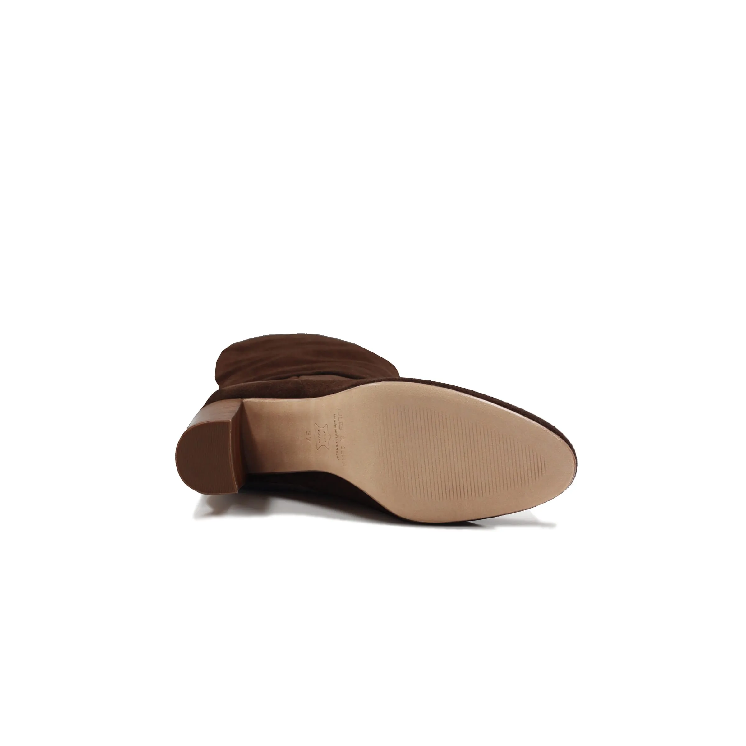 Bottes drapées cuir daim marron