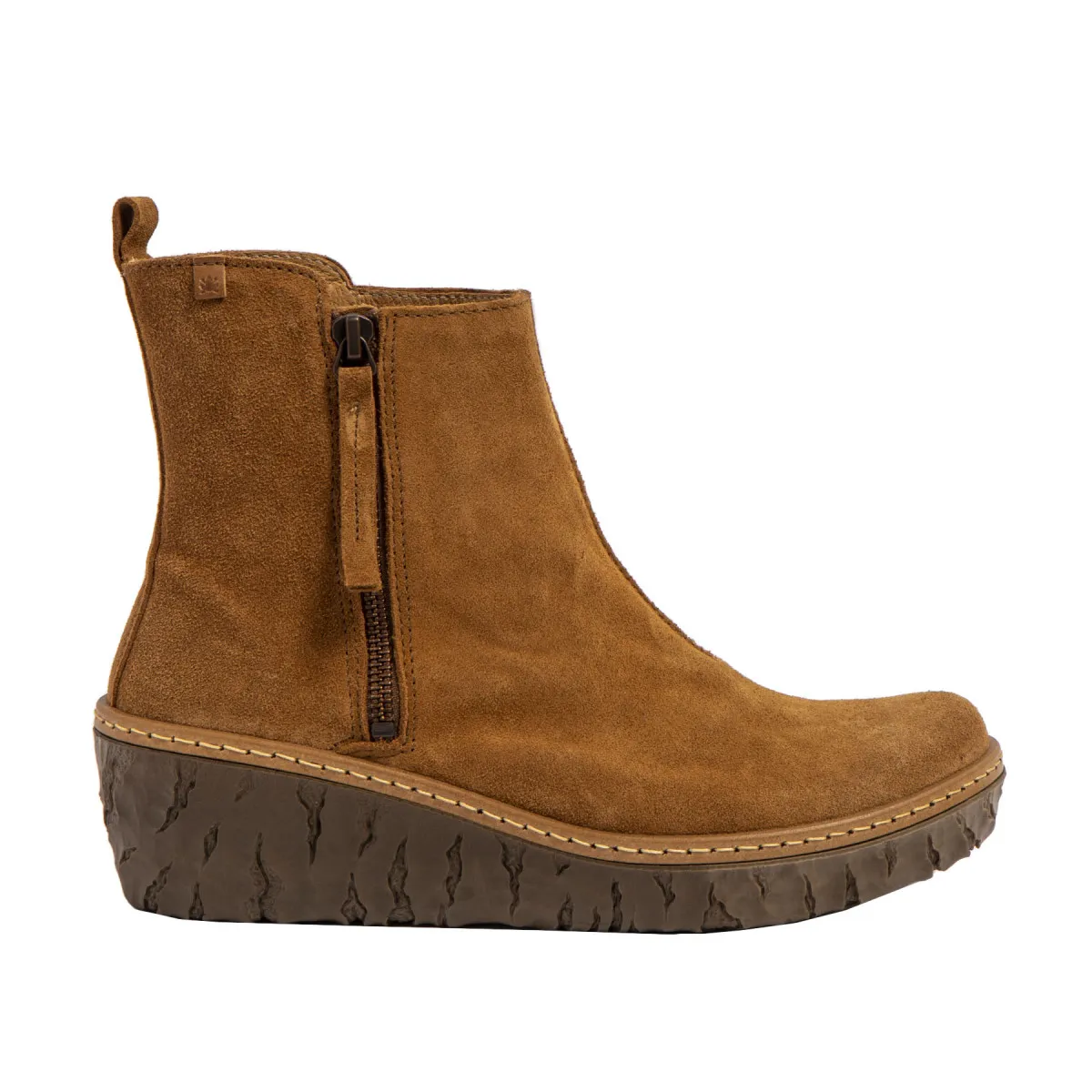 Bottines compensées en daim avec Zip - Marron