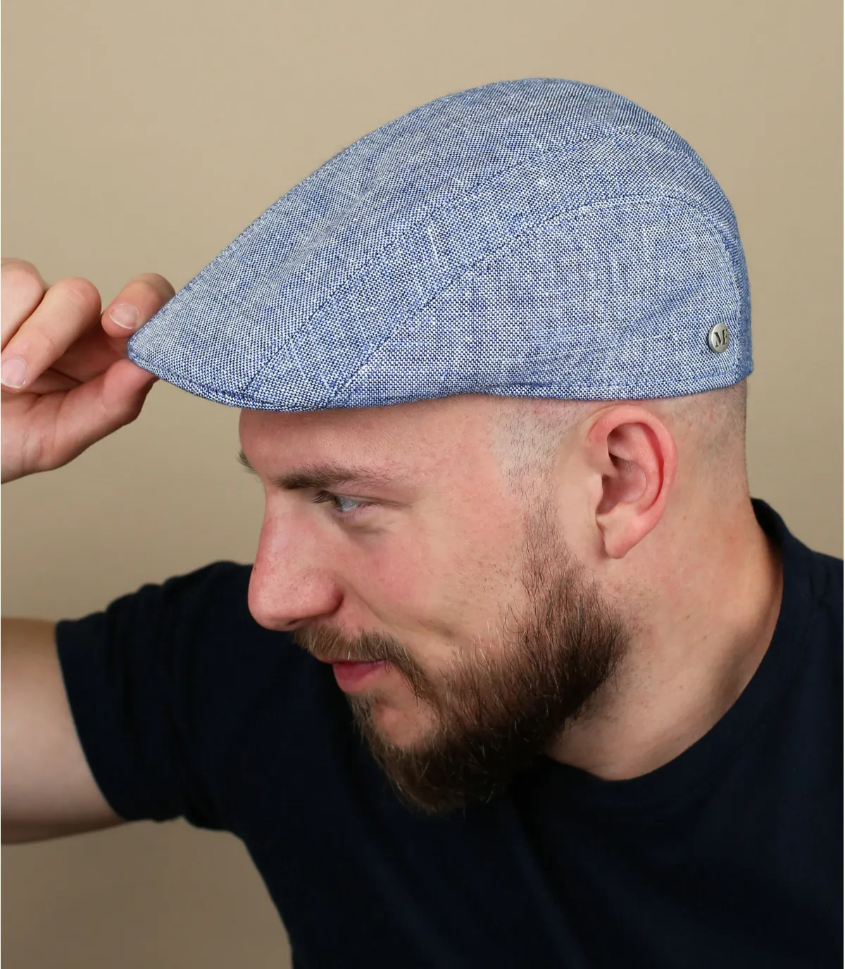 béret lin bleu - Aaron bleu M by Flechet : Headict