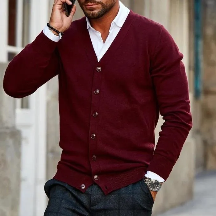 Charles - Cardigan en Maille Finesse pour un Look légant et Confortable