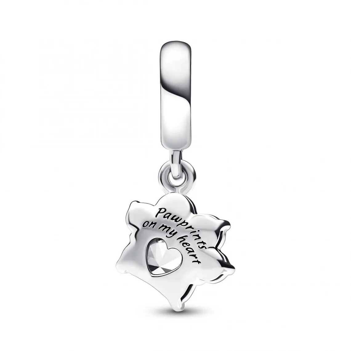 Charm Pendant Empreinte de Patte Scintillante Argenté  | 3 Suisses