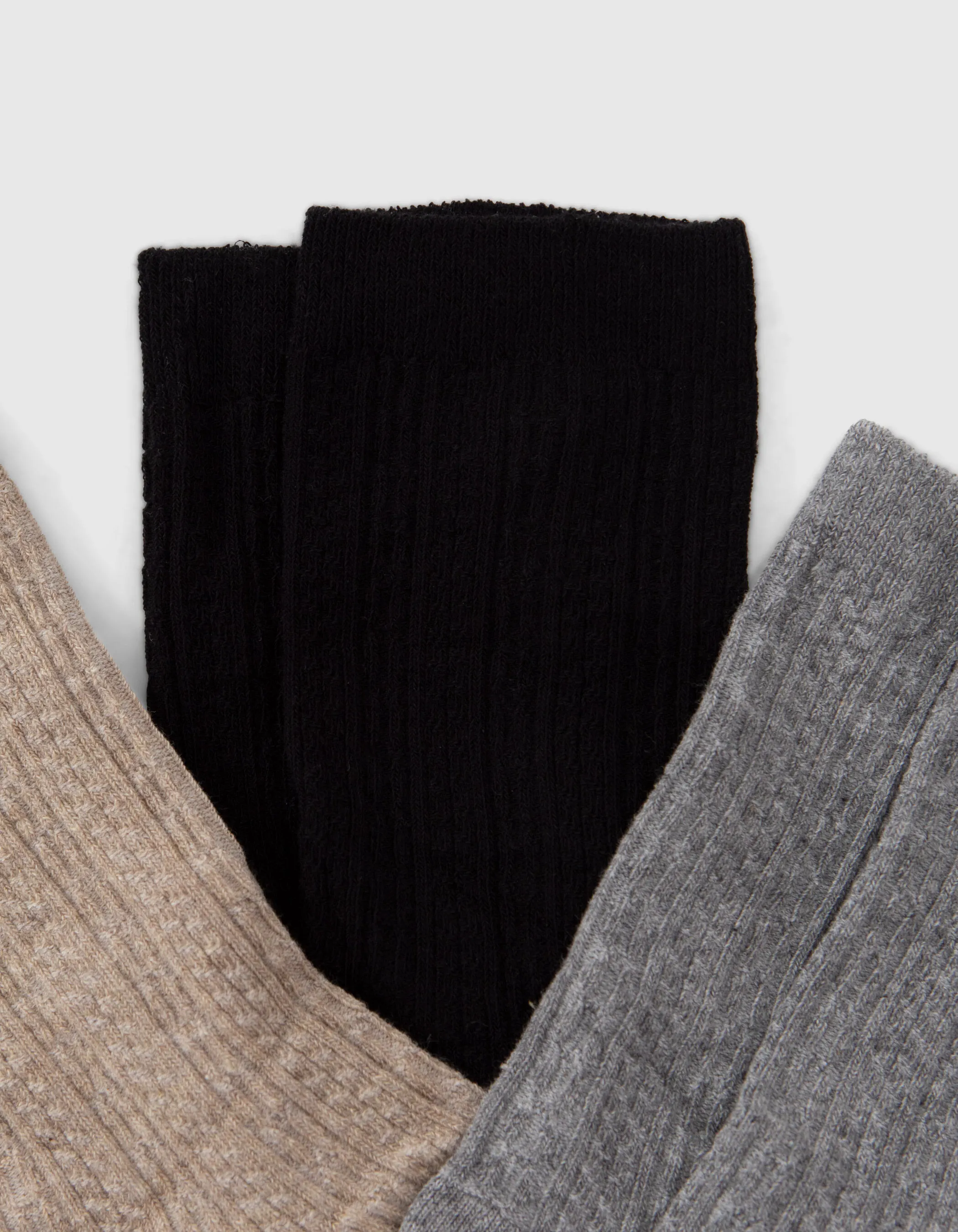 Chaussettes noir, beige, gris tricot fantaisie Femme
