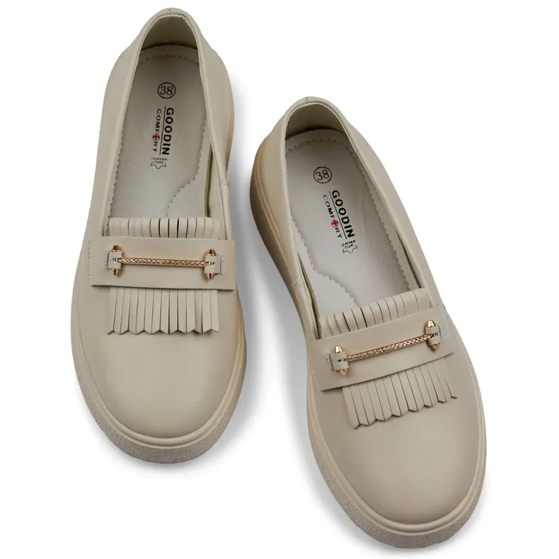 Chaussures femme en cuir beige