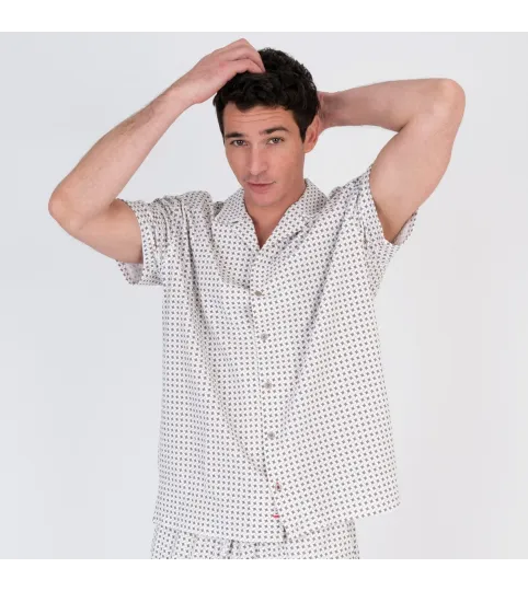 Chemise homme éponge manches courtes sixties kaki