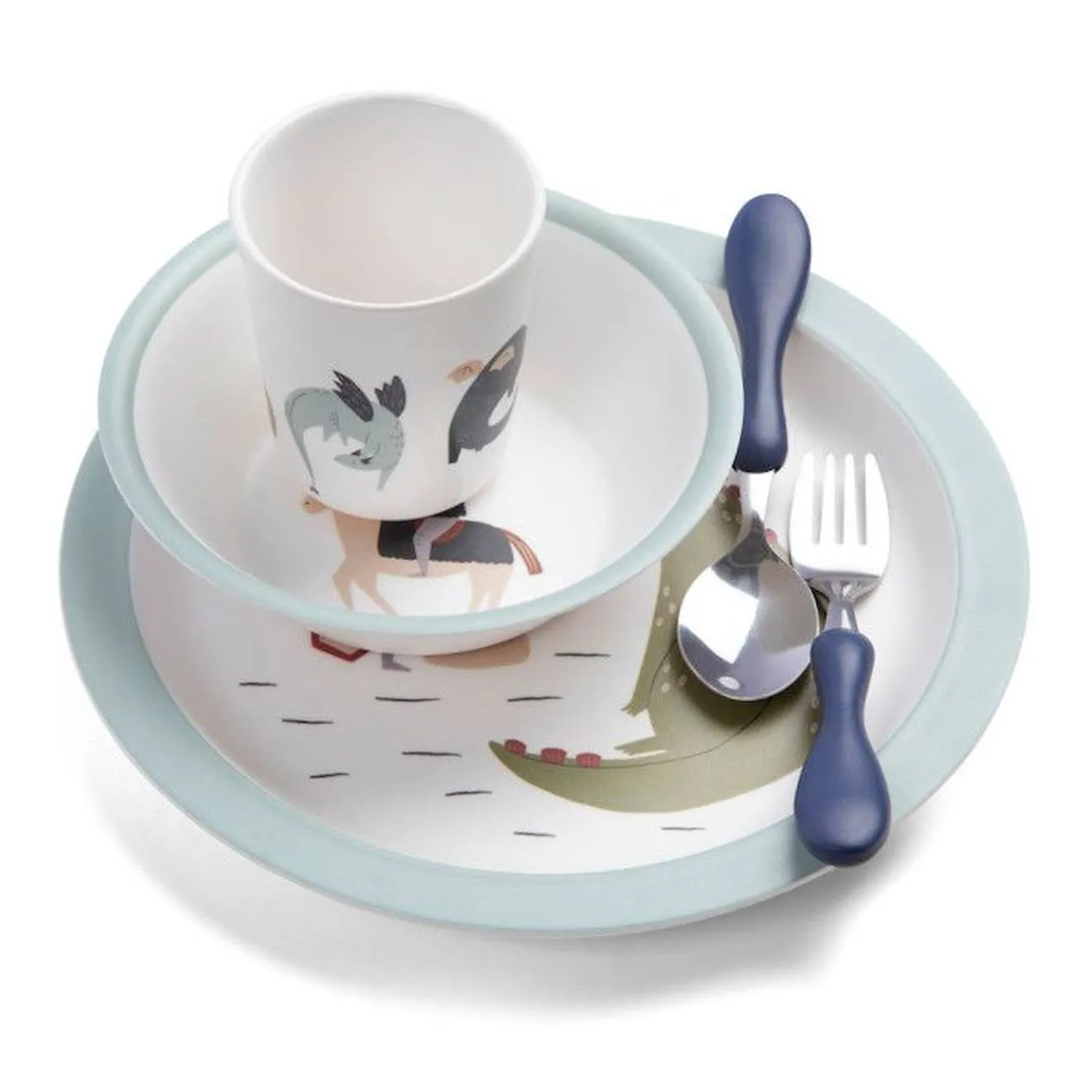 Coffret repas Dragon Tales - Blanc - Ensemble de vaisselle pour enfants - Sebra blanc - 
