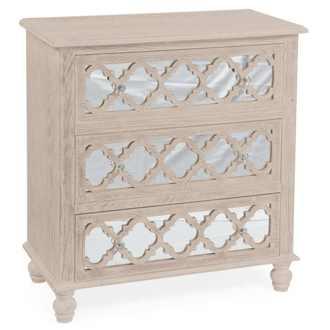 Commode 3 tiroirs Memory Bois patiné et miroir | 3 Suisses
