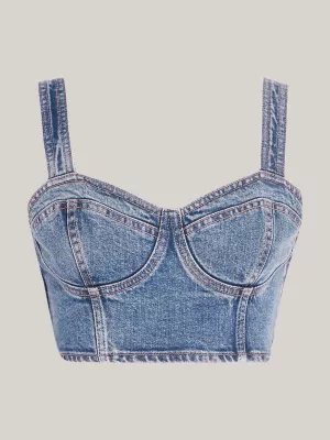 Crop top moulant coupe bustier en denim | Denim | Tommy Hilfiger
