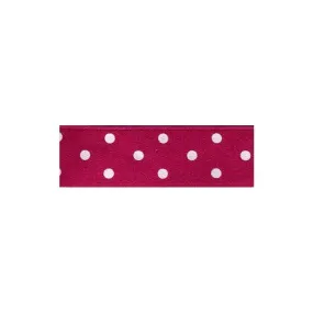 Disquette 25m ruban double face à pois framboise 15mm
