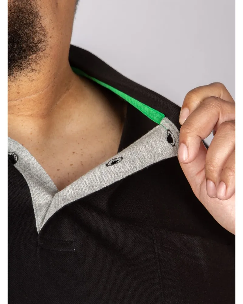Duke Polo piqué grande taille noir - Size-factory
