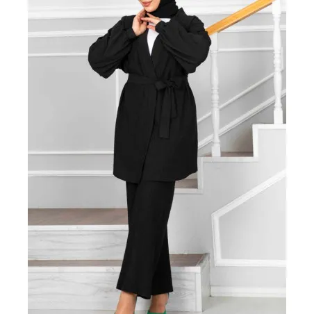 Ensemble Kimono Femme Voilée Amnia Noir