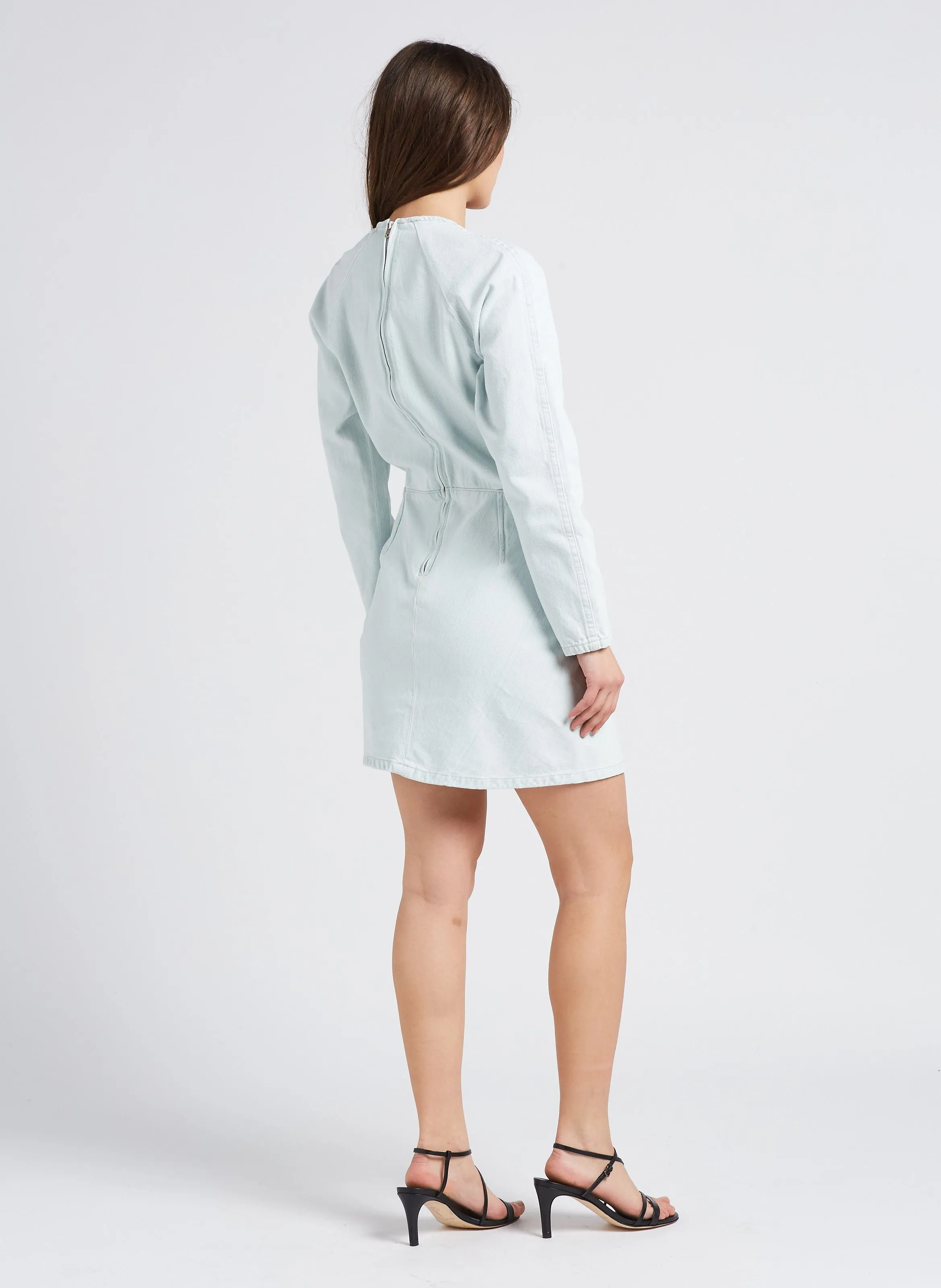 IRO  Robe courte cintrée col v en coton cafarelli - Bleu