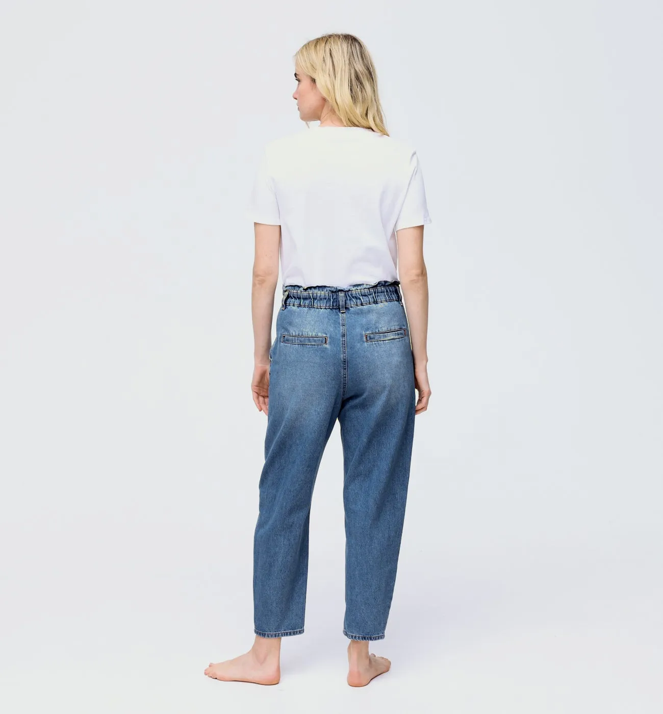 Jean balloon taille haute - Jean rinse