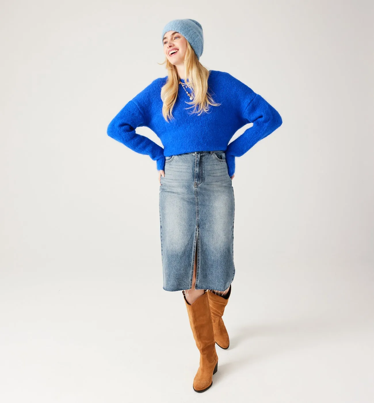 Jupe midi en jean Femme - Jean moyen