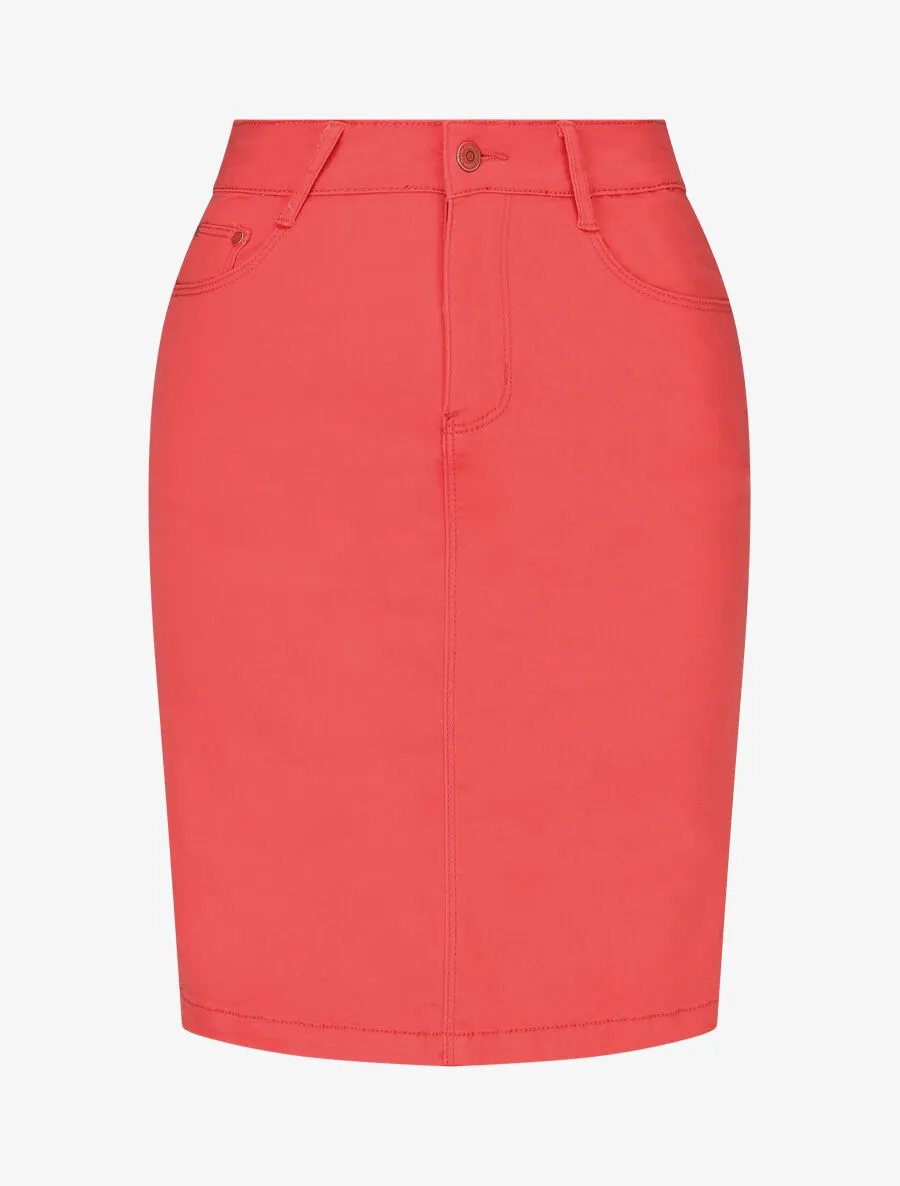 Jupe unie droite classique - Corail