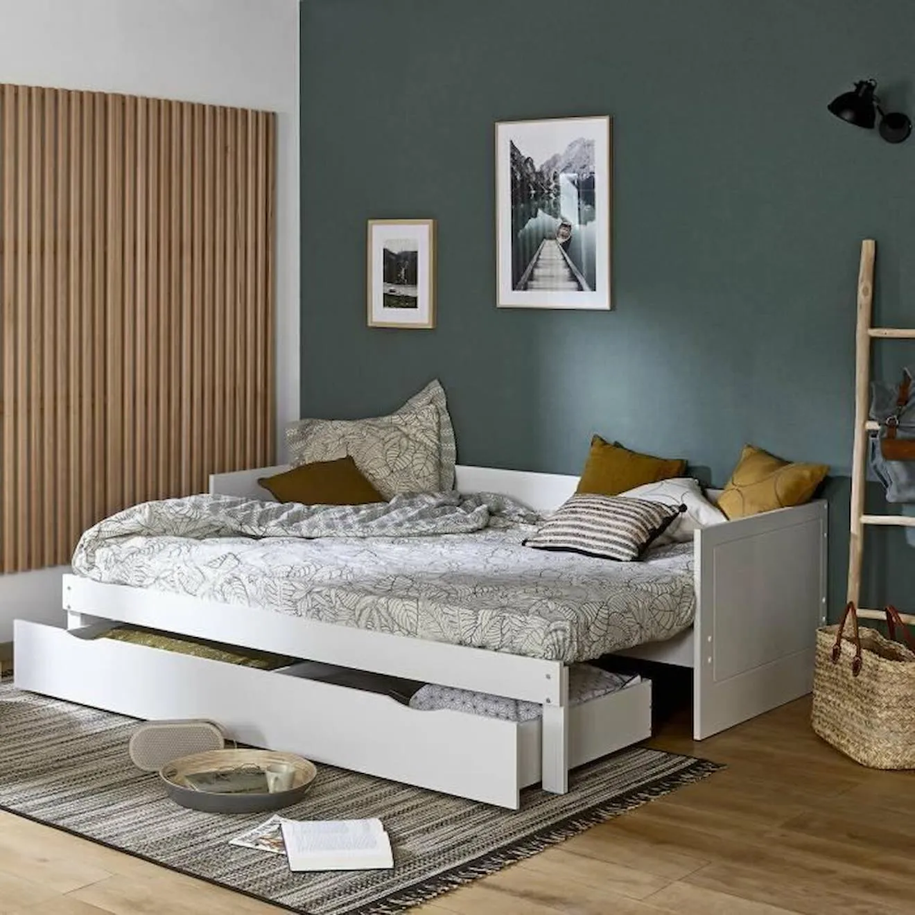 Lit gigogne avec tiroirs Molly Blanc 80x200 cm blanc - Akiten Retail