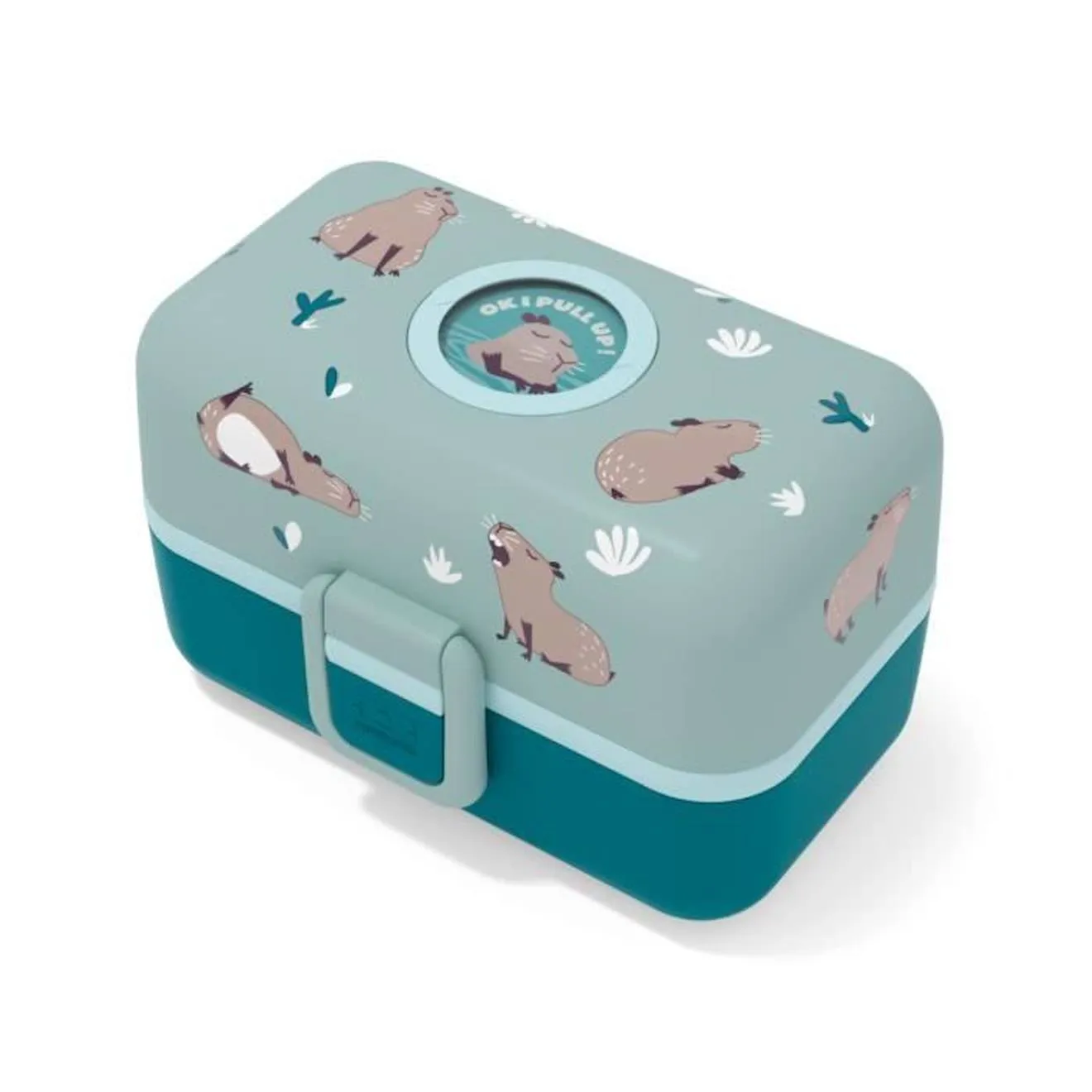 Lunch Box Enfant - Boîte Repas et/ou Goûter 3 Compartiments - Idéal Ecole/Parc - Sans BPA - MB Tresor bleu Capy - MONBENTO blanc