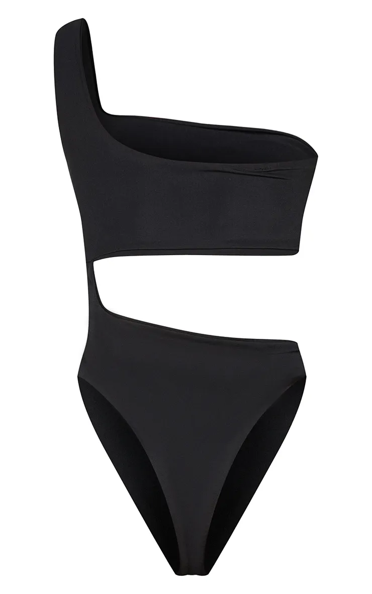 Maillot de bain noir asymétrique à découpes