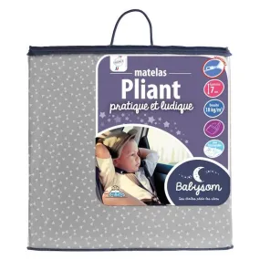 Matelas Bébé Pliant de Voyage - BABYSOM - 60x120 cm - Déhoussable - Épaisseur 7 cm blanc - Babysom