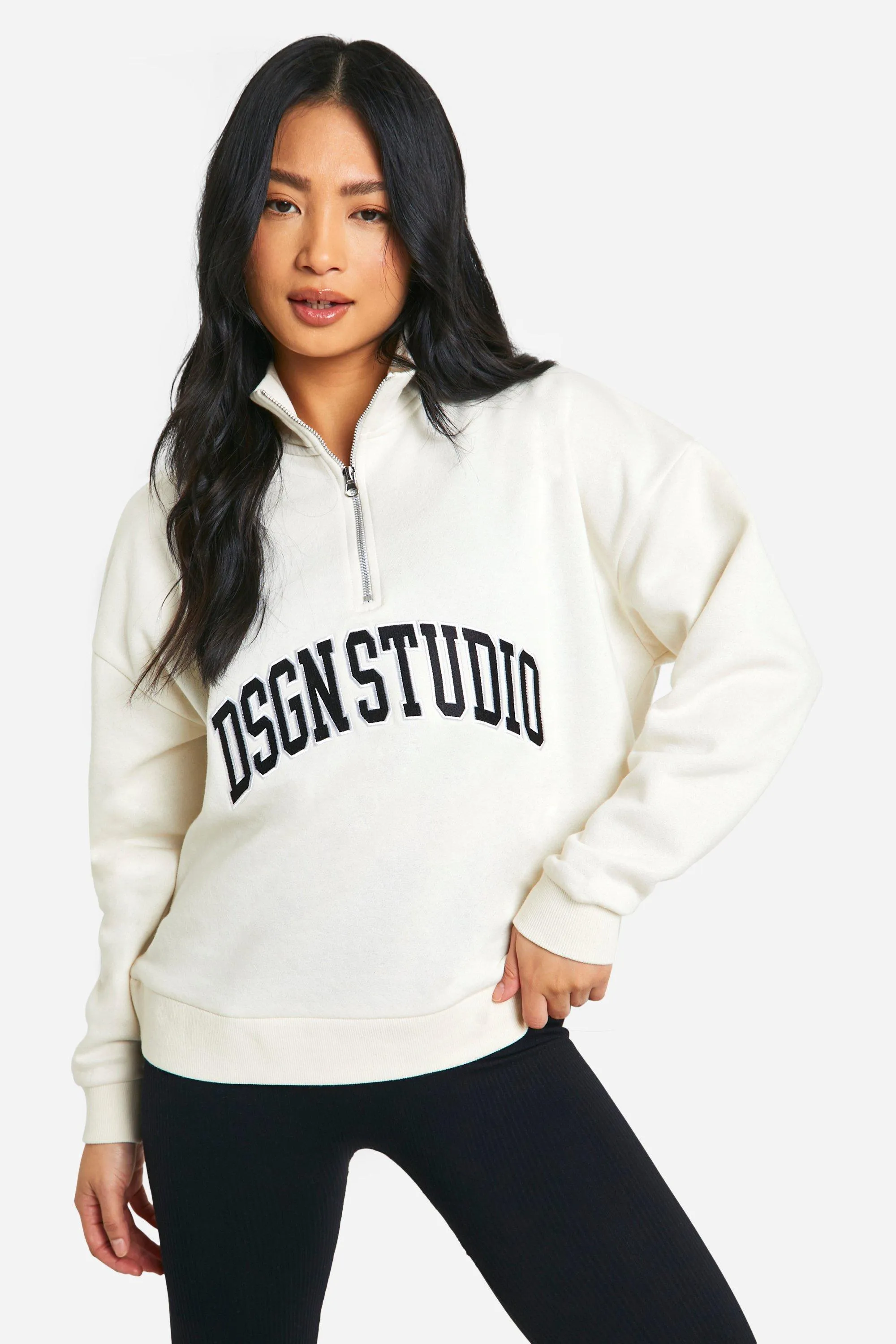 Petite - Sweat à col zippé et slogan
