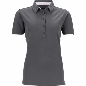 Polo femme manches courtes col imprimé - JN711 - gris graphite 
