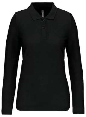 Polo manches longues - Femme - WK277 - noir 