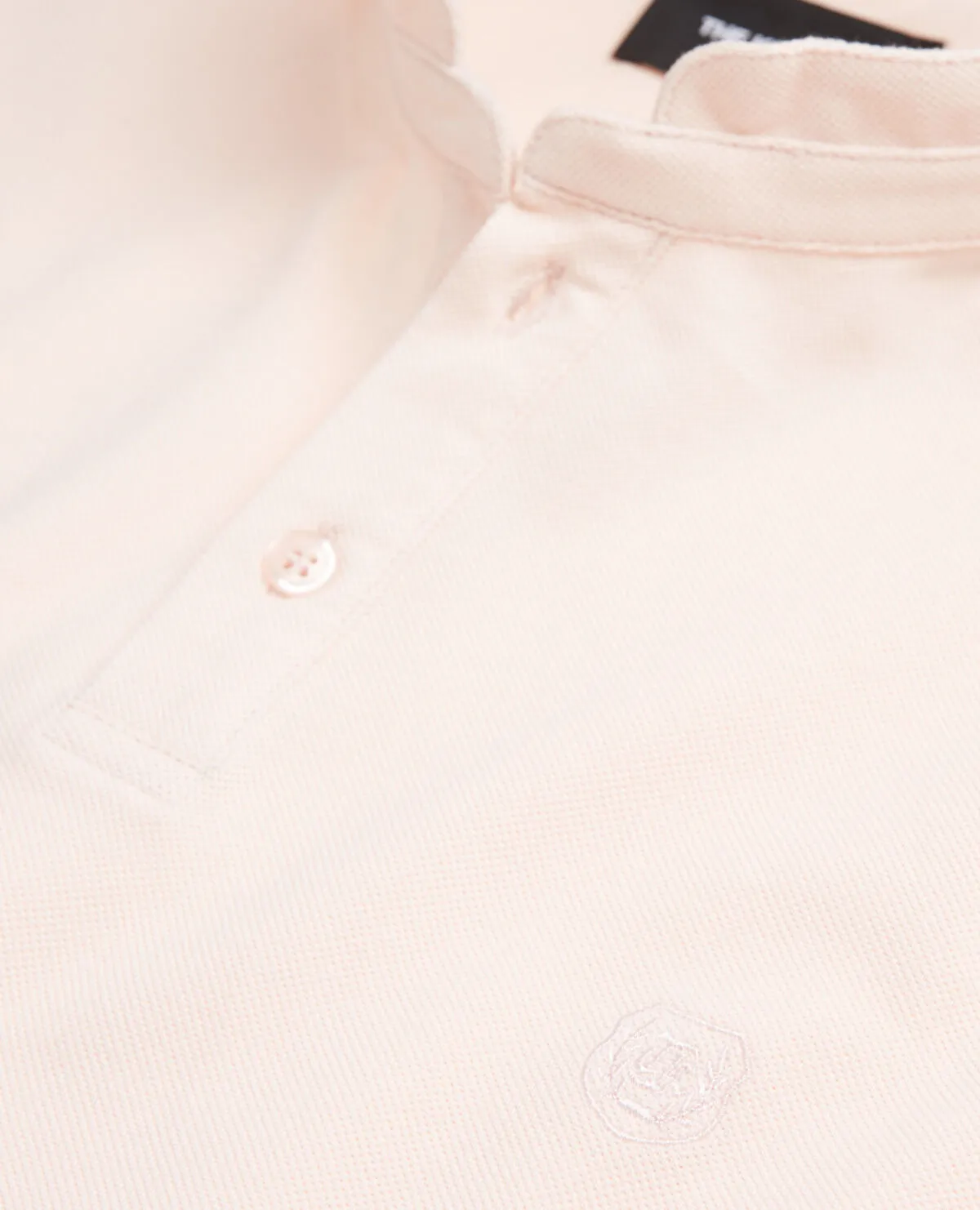 Polo rose coton col officier détail brodé