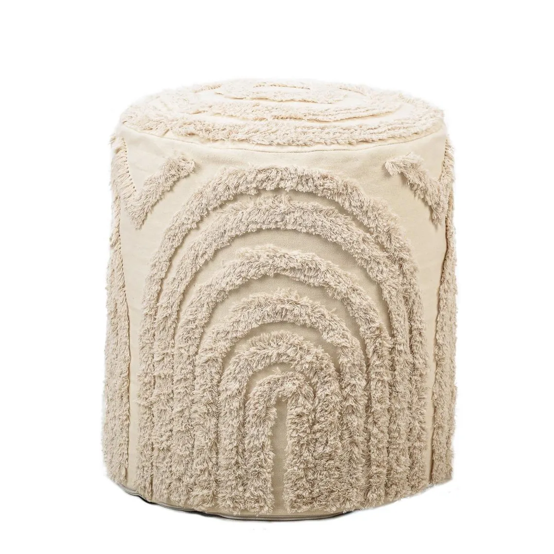 Pouf de Salon en Tissu à Motifs Beige | 3 Suisses