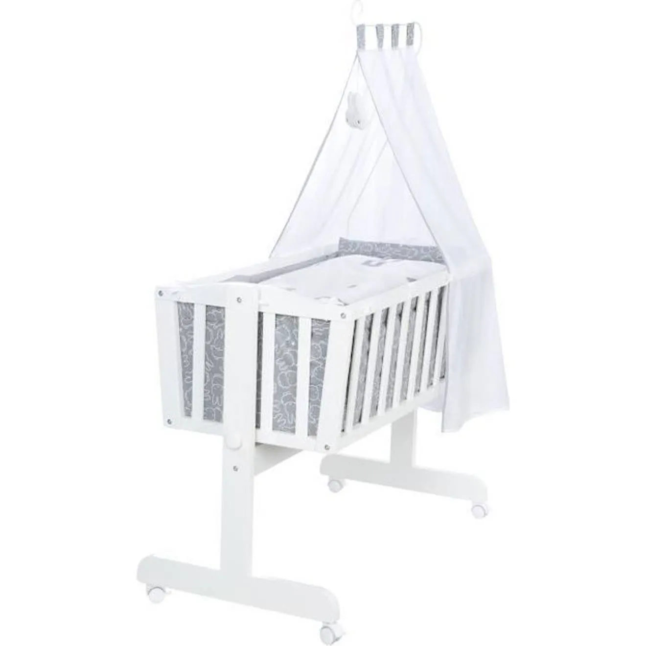 ROBA Berceau à bascule Complet "miffy®" avec 4 Roues - 40 x 90 cm - Blanc blanc - Roba