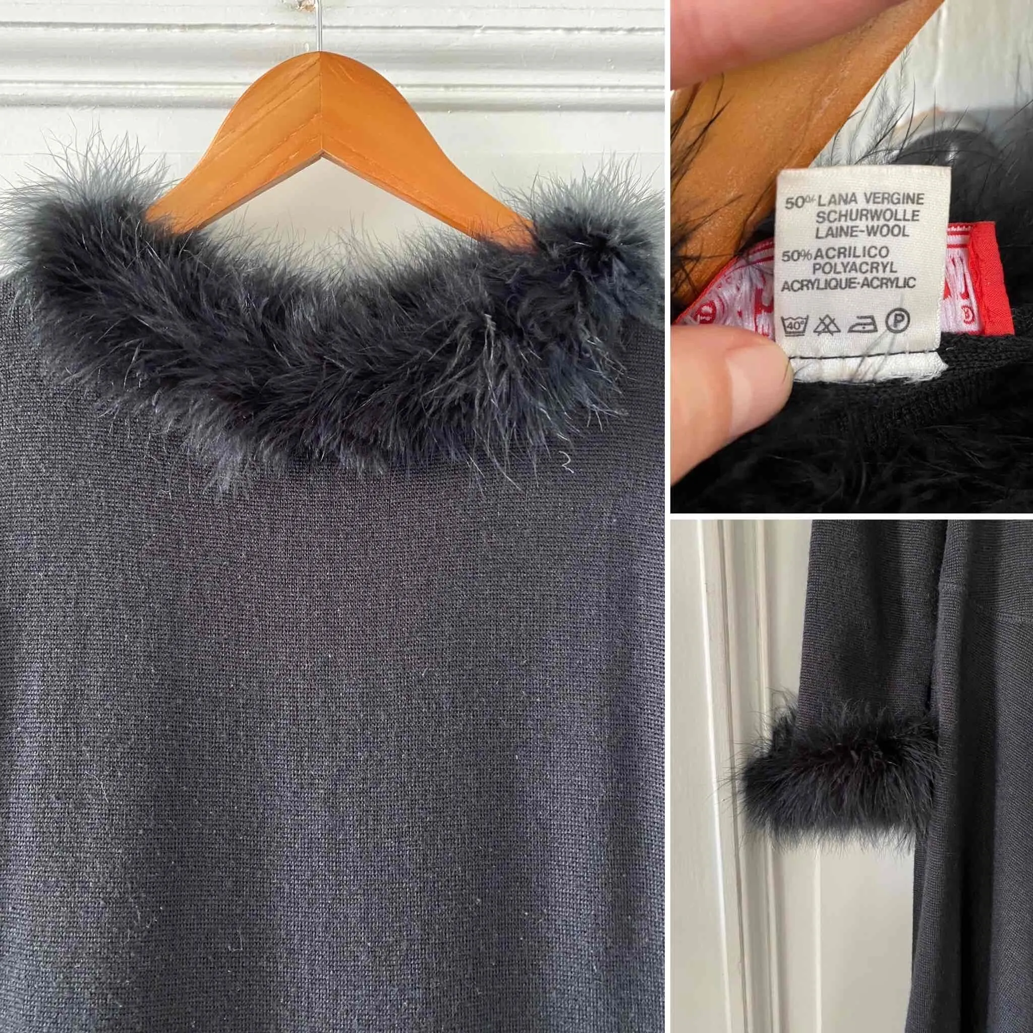 Robe en laine et plumes