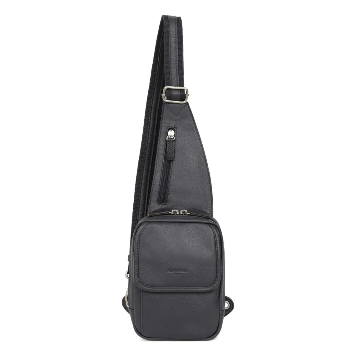 Sac monobretelle Cuir CONFORT Marine Hexagona - Sac Besace Messenger Homme sur MenCorner