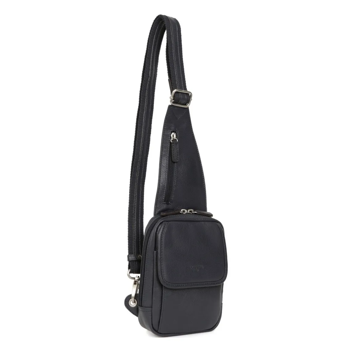 Sac monobretelle Cuir CONFORT Marine Hexagona - Sac Besace Messenger Homme sur MenCorner