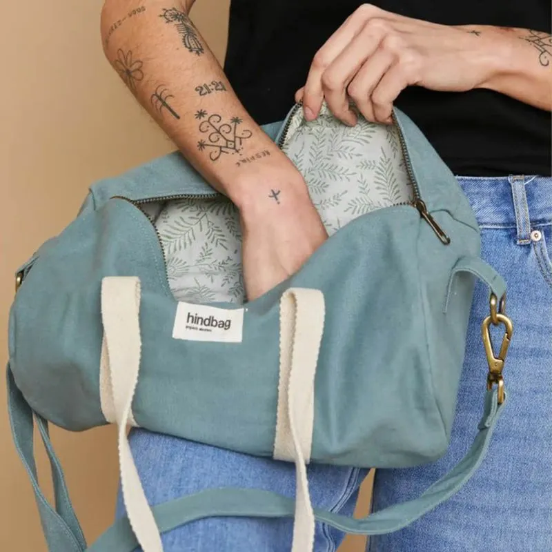 Sac polochon Hindbag Mini Simon 35 cm Sauge - Bleu