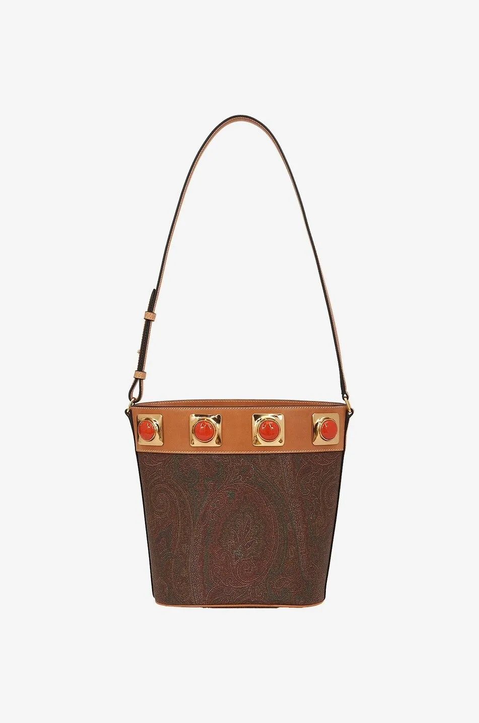 Sac seau en coton et cuir Crown Me