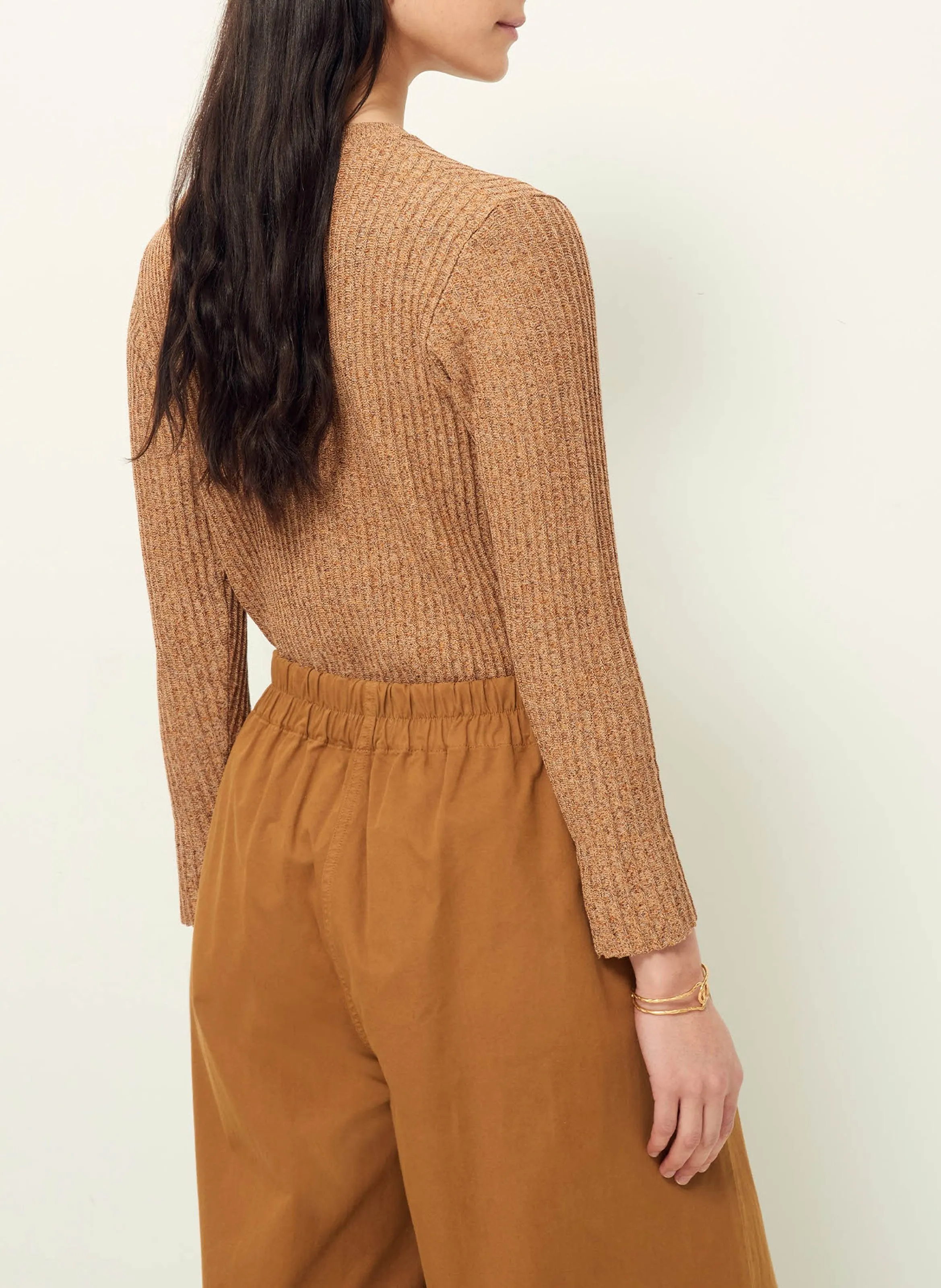 SESSUN  Top col rond en coton mélangé haven - Beige