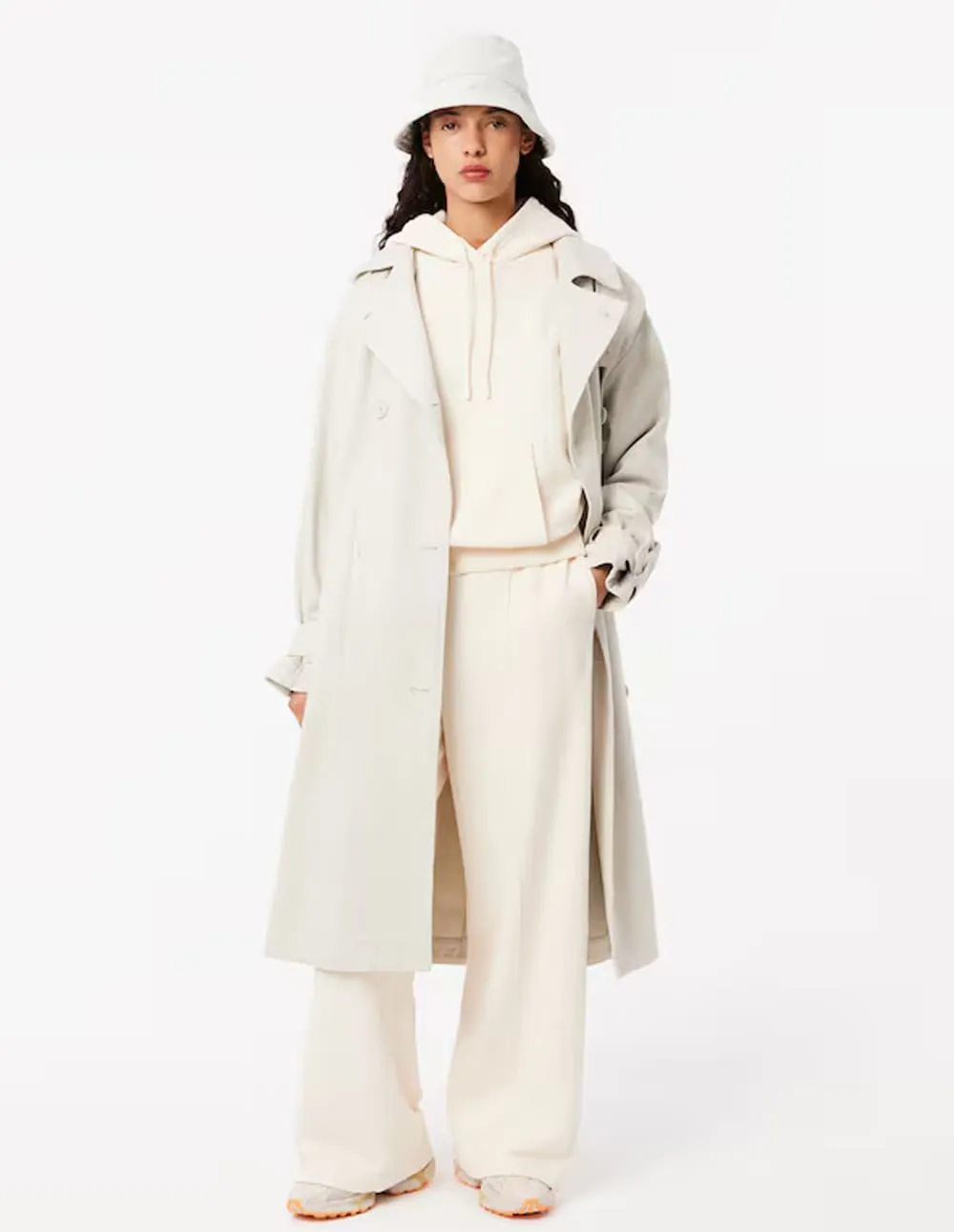 Sudadera con Capucha Lacoste Efecto Lavado Blanca Mujer