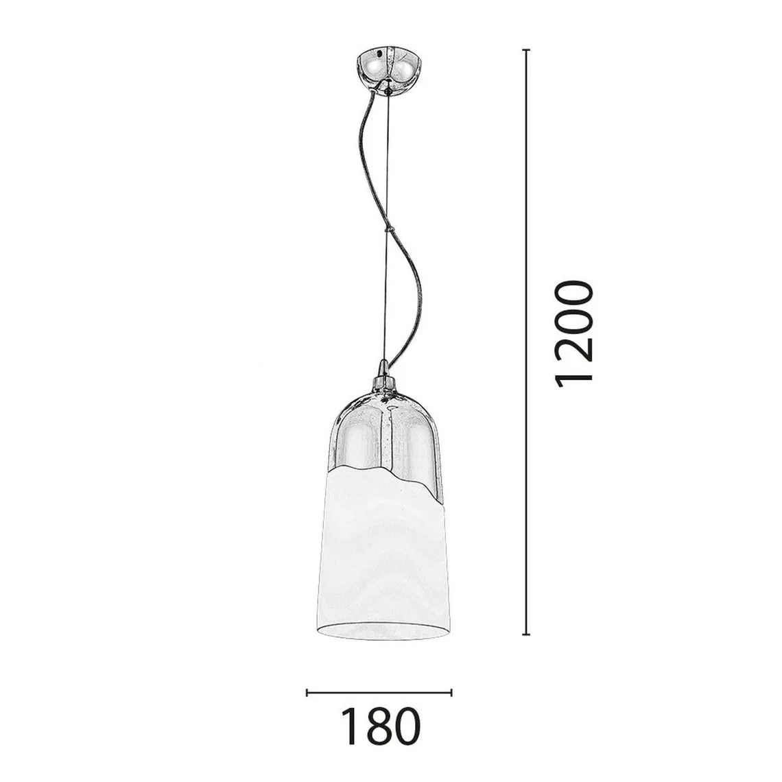 Suspension 1xE27 60W, Chrome/Blanc   | 3 Suisses