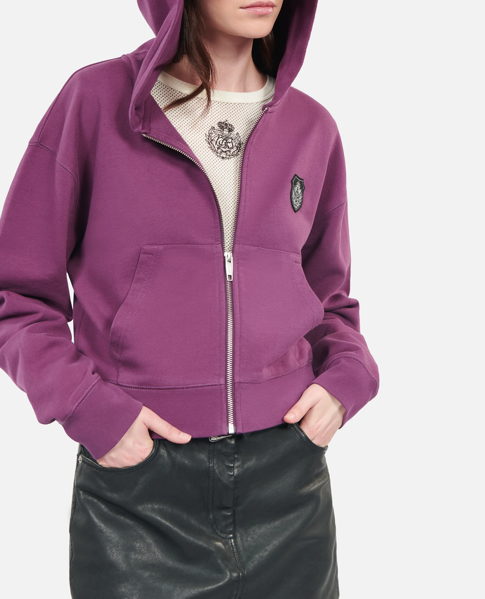Sweatshirt à capuche Blason violet 