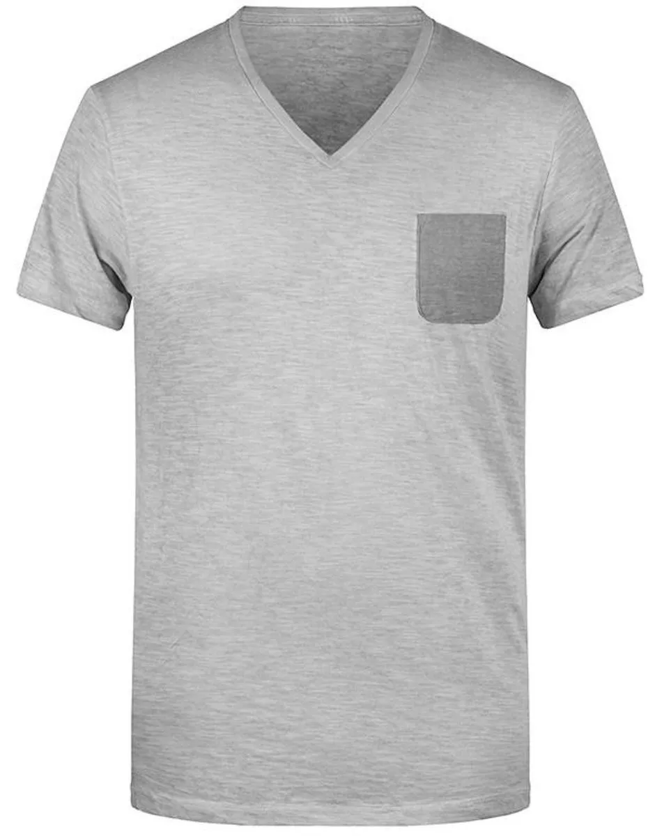 T-shirt bio col V - Homme - 8016 - gris clair 