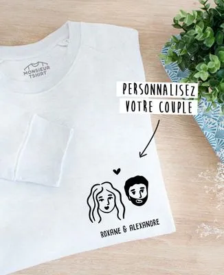 T-Shirt homme Couple illustré personnalisé