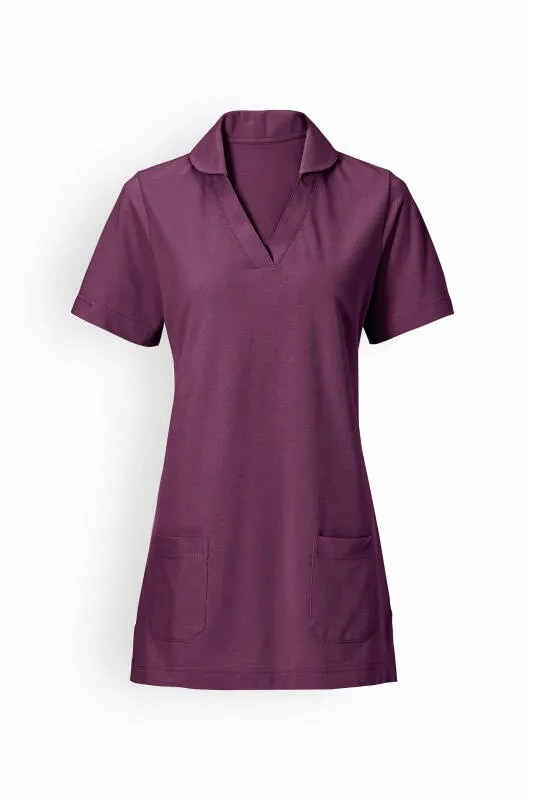 T-shirt long Femme en Piqué - Avec col prune
