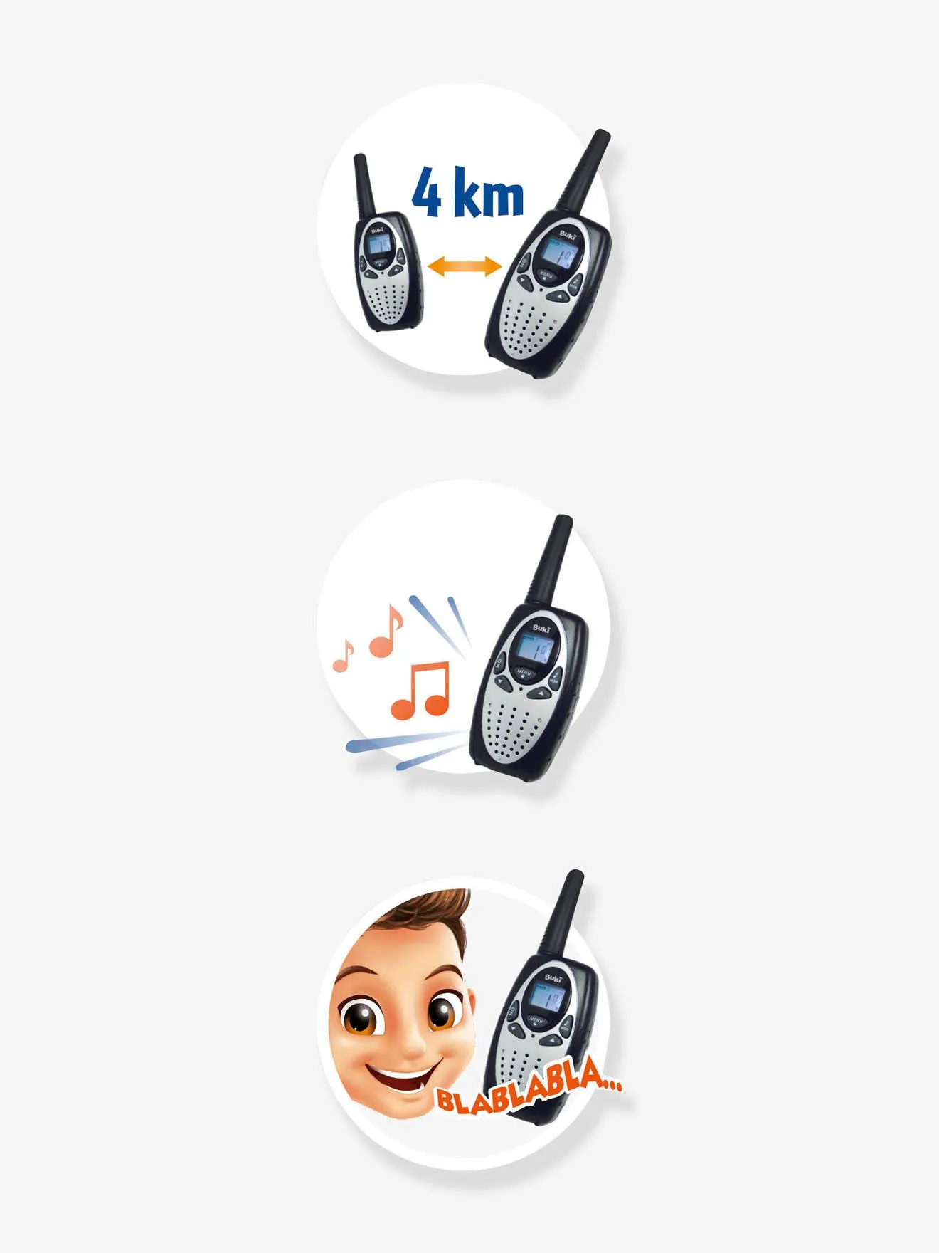 Talkie Walkie rechargeables BUKI noir - Buki