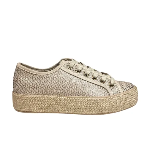 Tennis Taupe Lacets Texturés - Bleu Clair