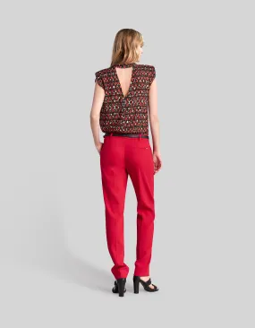 Top noir imprimé ikat Femme