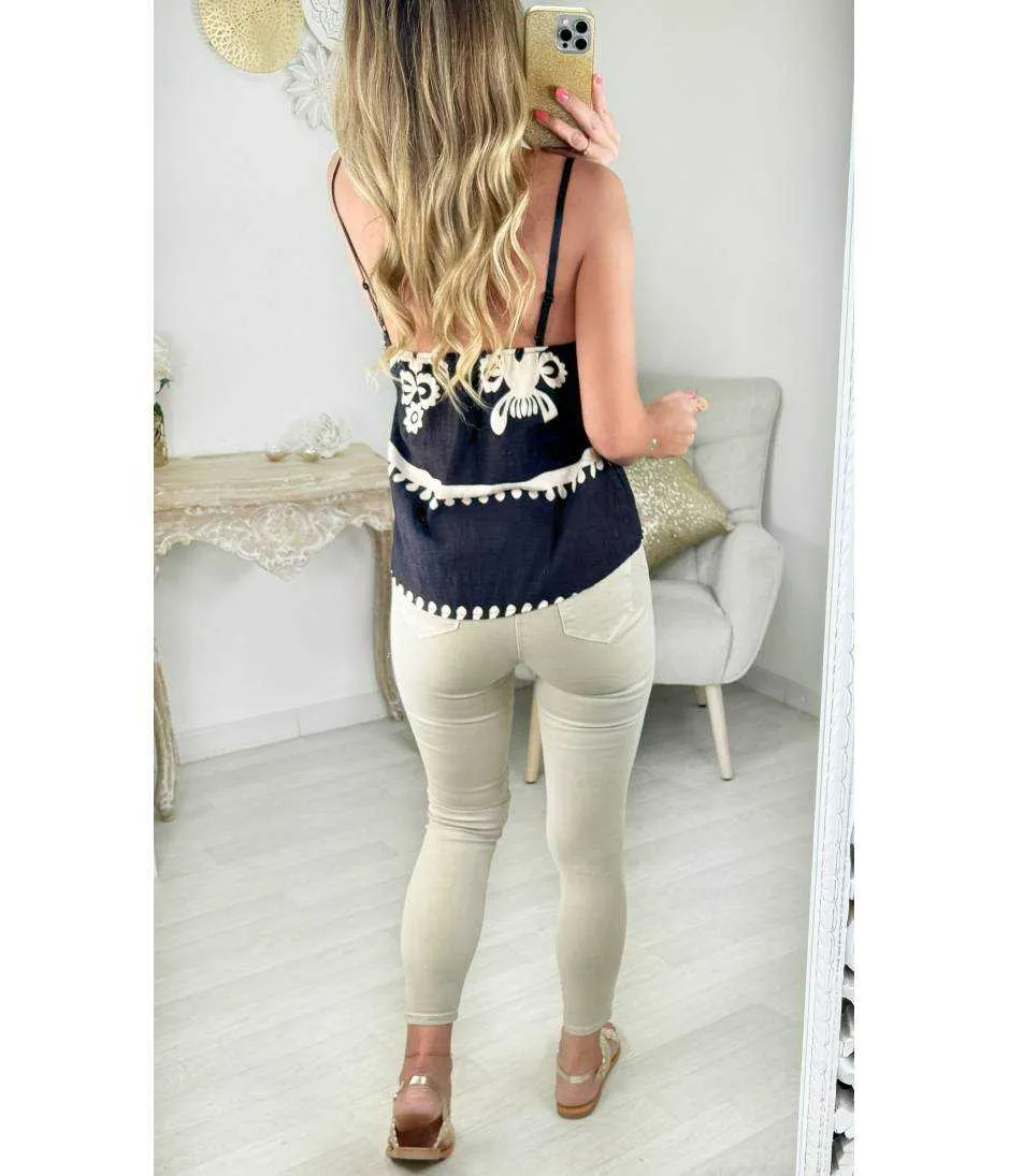 top noir style lin motifs beige