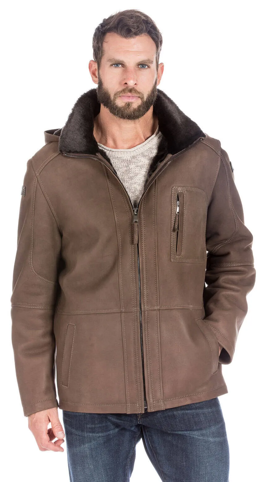 trois quart mouton homme marron